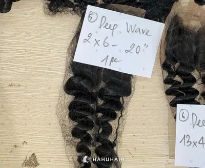Deep wave lace closure and frontal with handwritten size labels