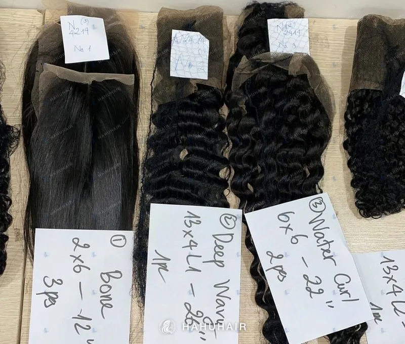 Кружевные изделия Deep Wave, Water Curly и прямые с рукописными подписями размеров